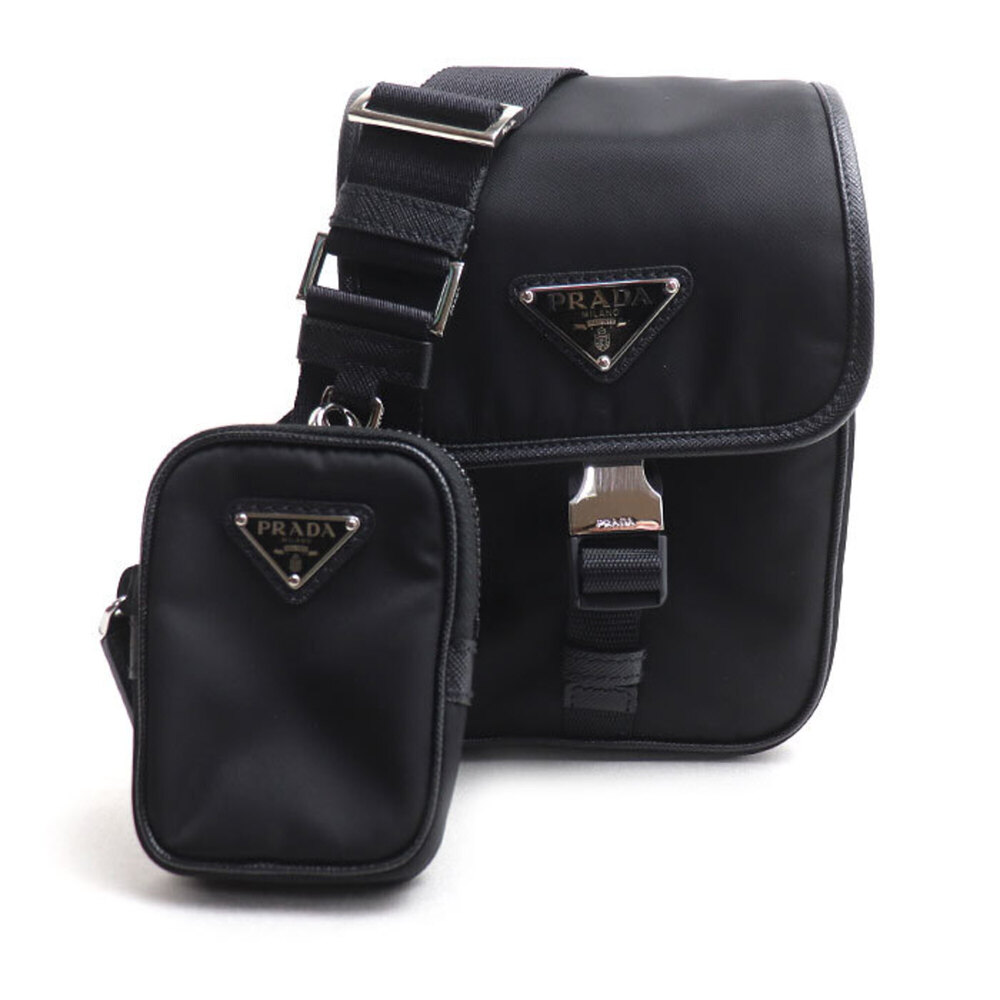 PRADA Tessuto Shoulder Bag, Black, 2VD043 2DMH F0002, Men's/Women's